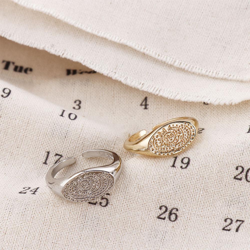 Korean Women Lifestyle - Minimalistische Zon Maan Patroon Ring Koreaanse