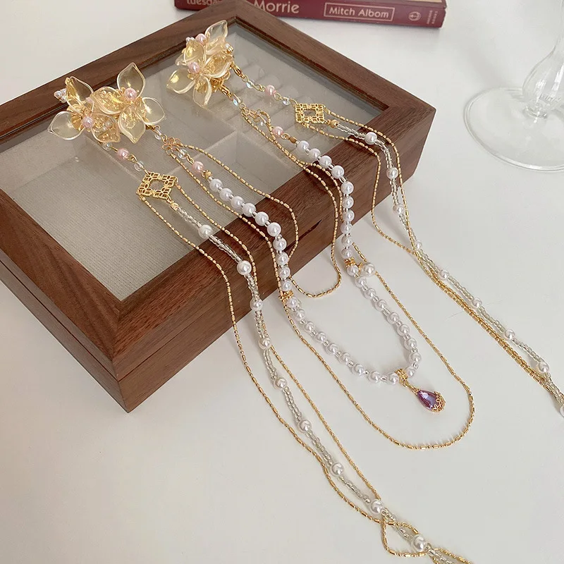 Hanbok Hair Pin - Nieuwe Chinese Stijl Steentjes Bloem Haarspeldjes