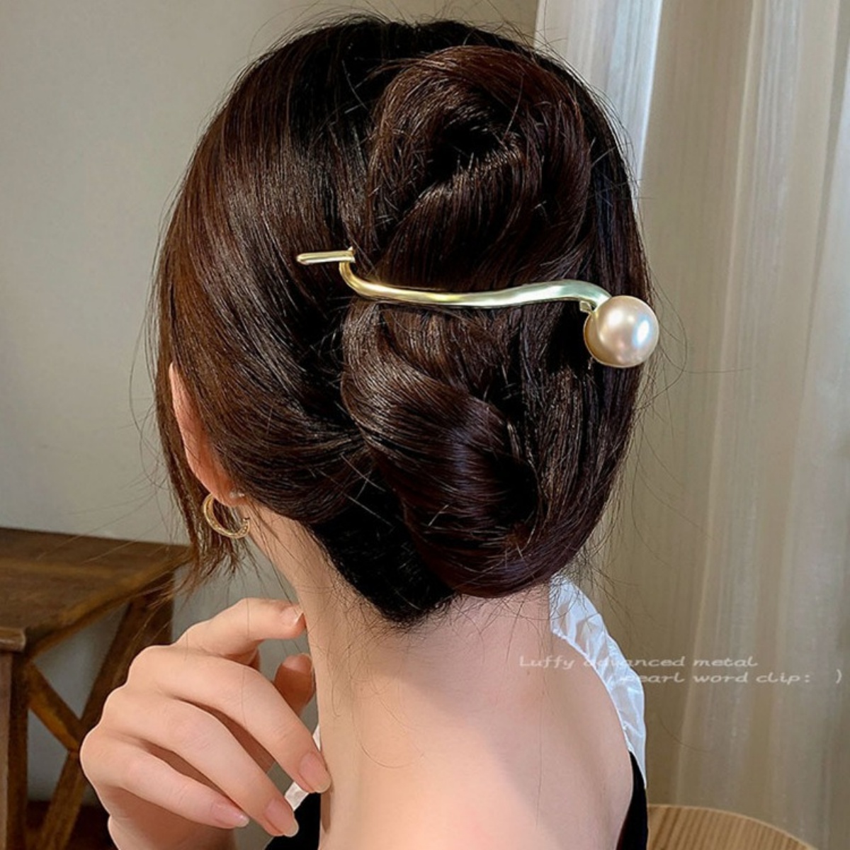 Elegante glitter parel haarcli - Korean Women Lifestyle recensie en prijs