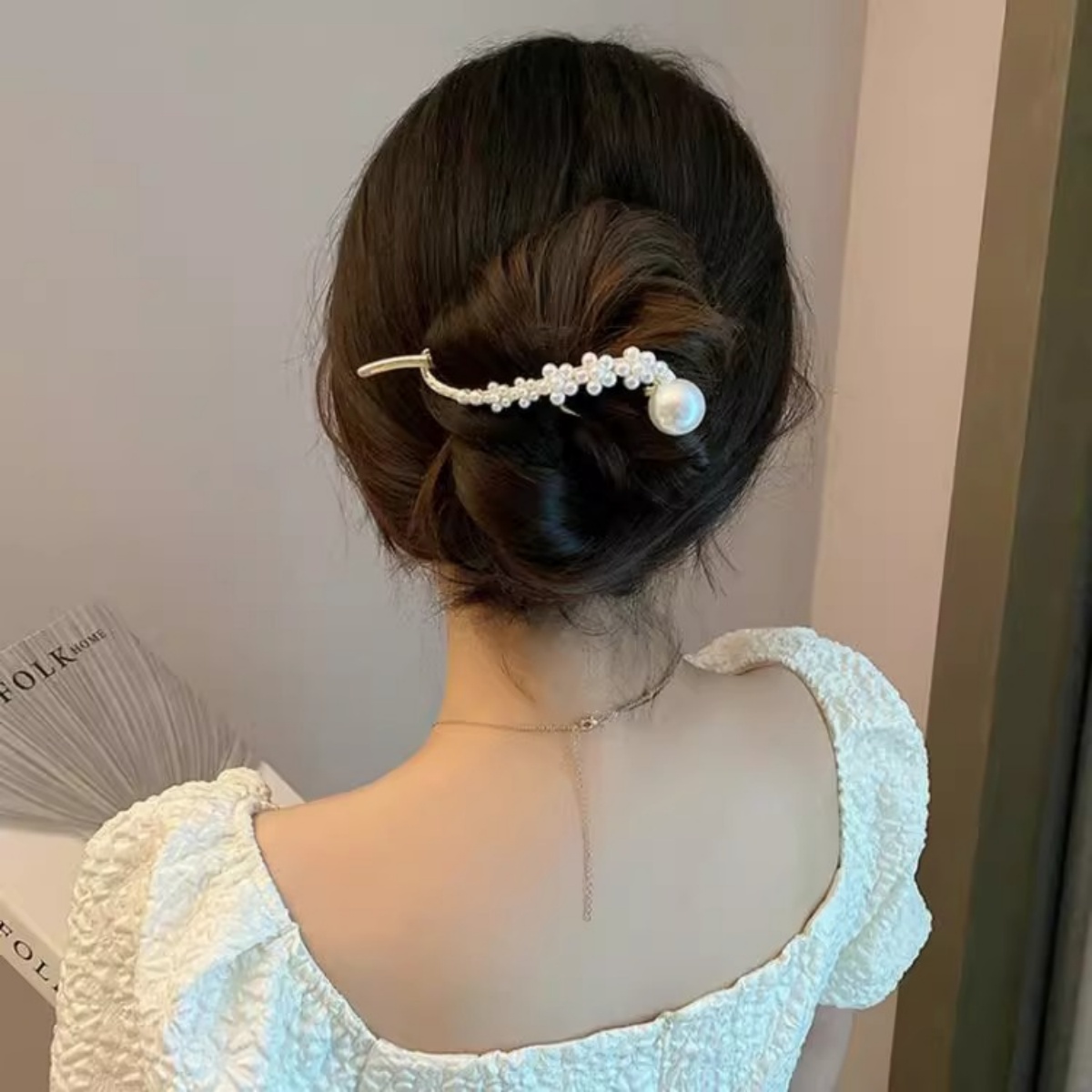 Elegante glitter parel haarcli - Korean Women Lifestyle recensie en prijs